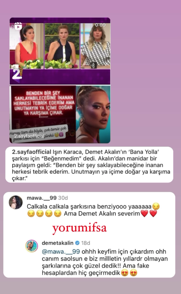 isin karaca nin demet in sarkisini hic begenmedim yorumuna akalin dan imali yanit